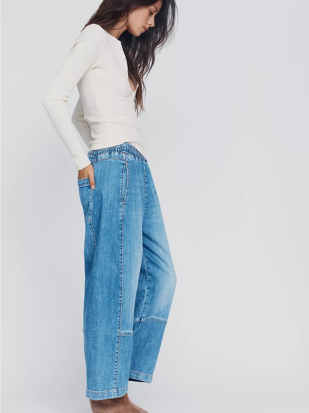 Pilcro Anthropologie Izzie Relaxed Pull-On Barrel Jeans Size S